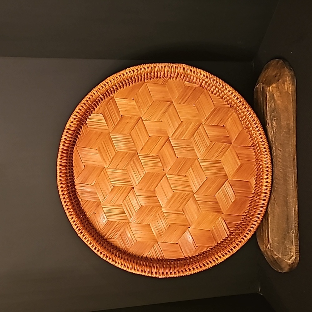 Vintage Wicker & Bamboo Tray